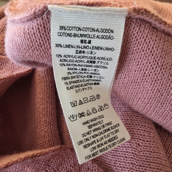 Free People Sundae Rose Pink Linen Blend Pullover Sweater Large - Picture 4 of 6